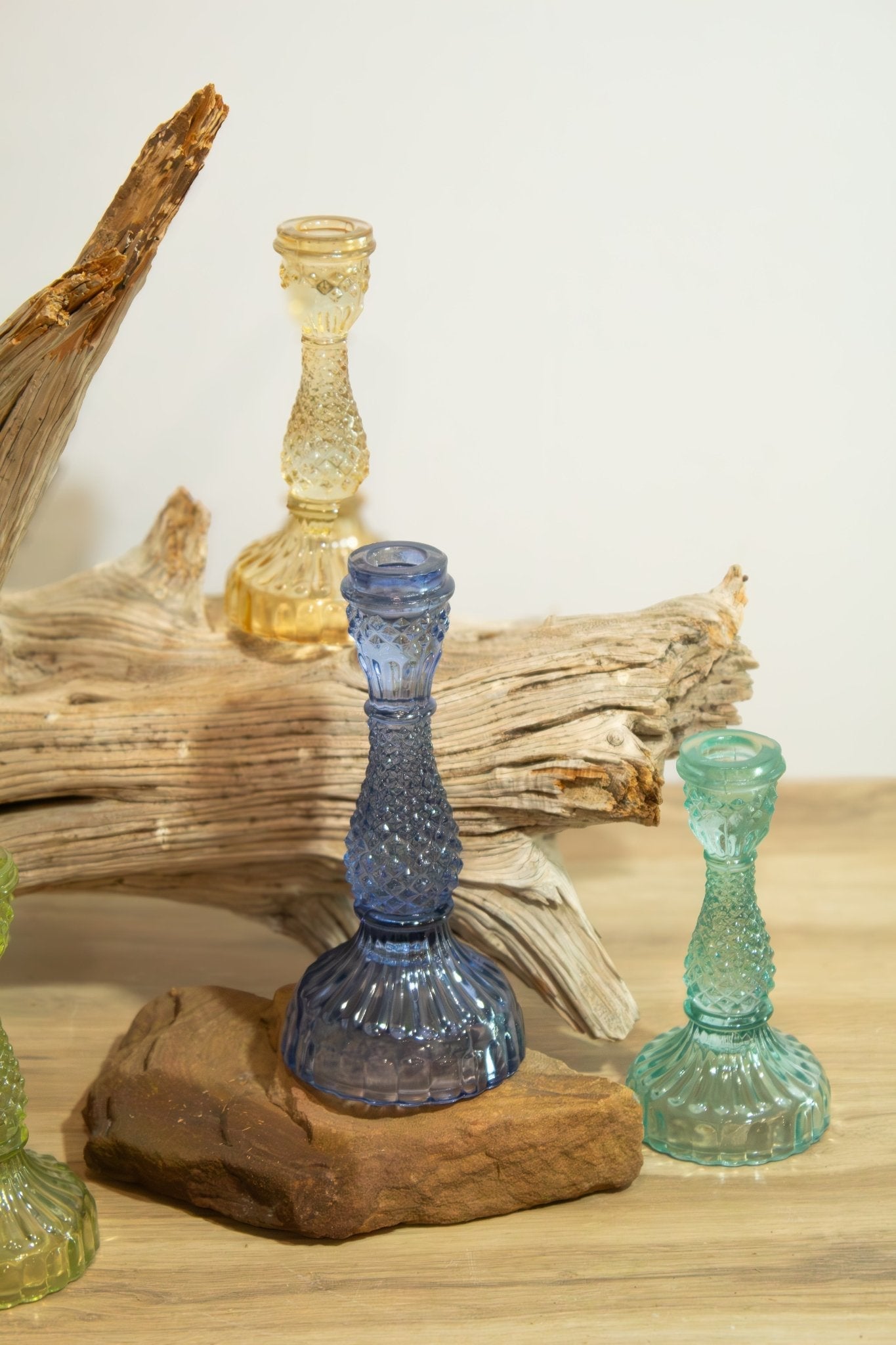 Colored Glass Taper Candle Holders, Set of 6 - Solange & Frances