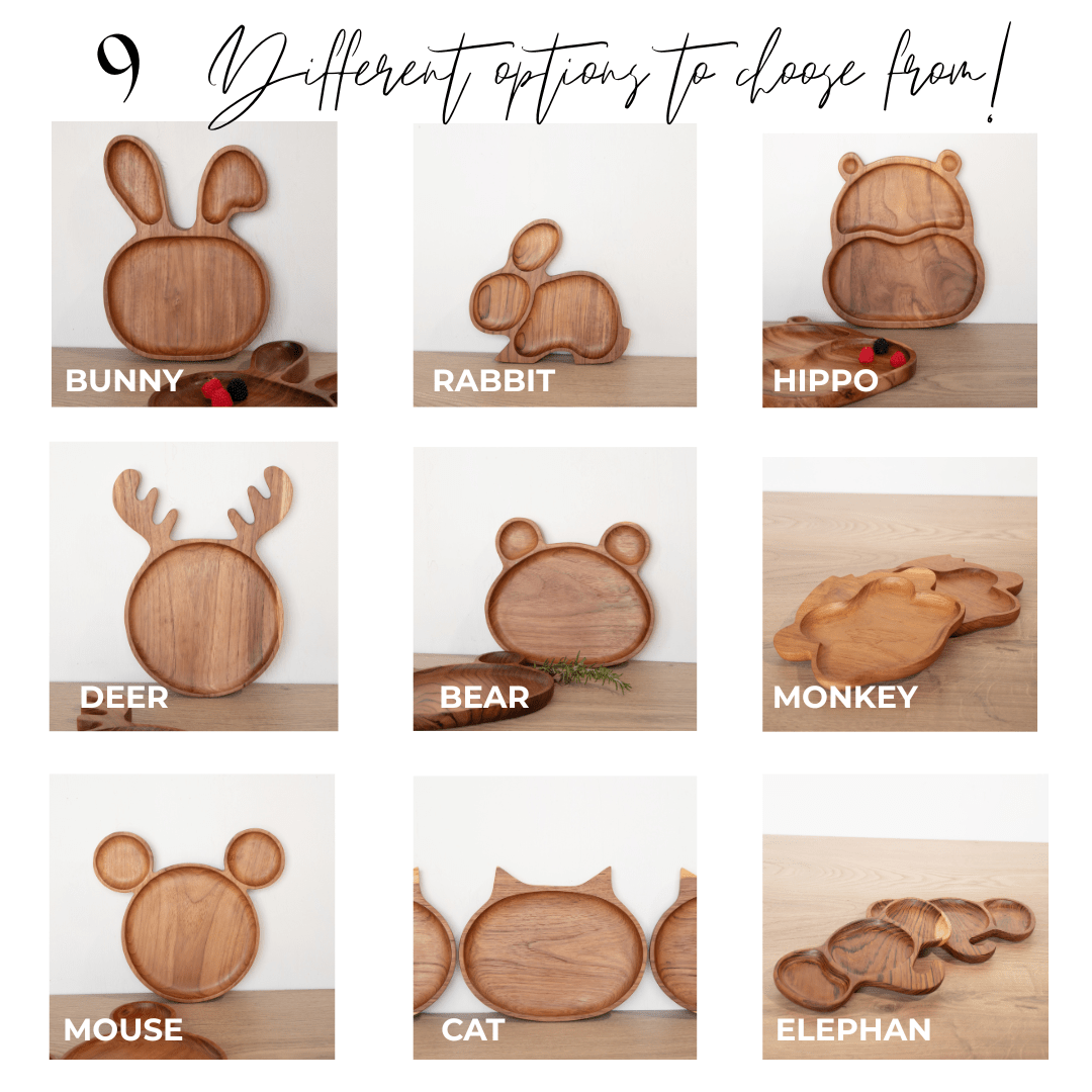 Kids Animal Shaped Wooden Plate - Solange & Frances