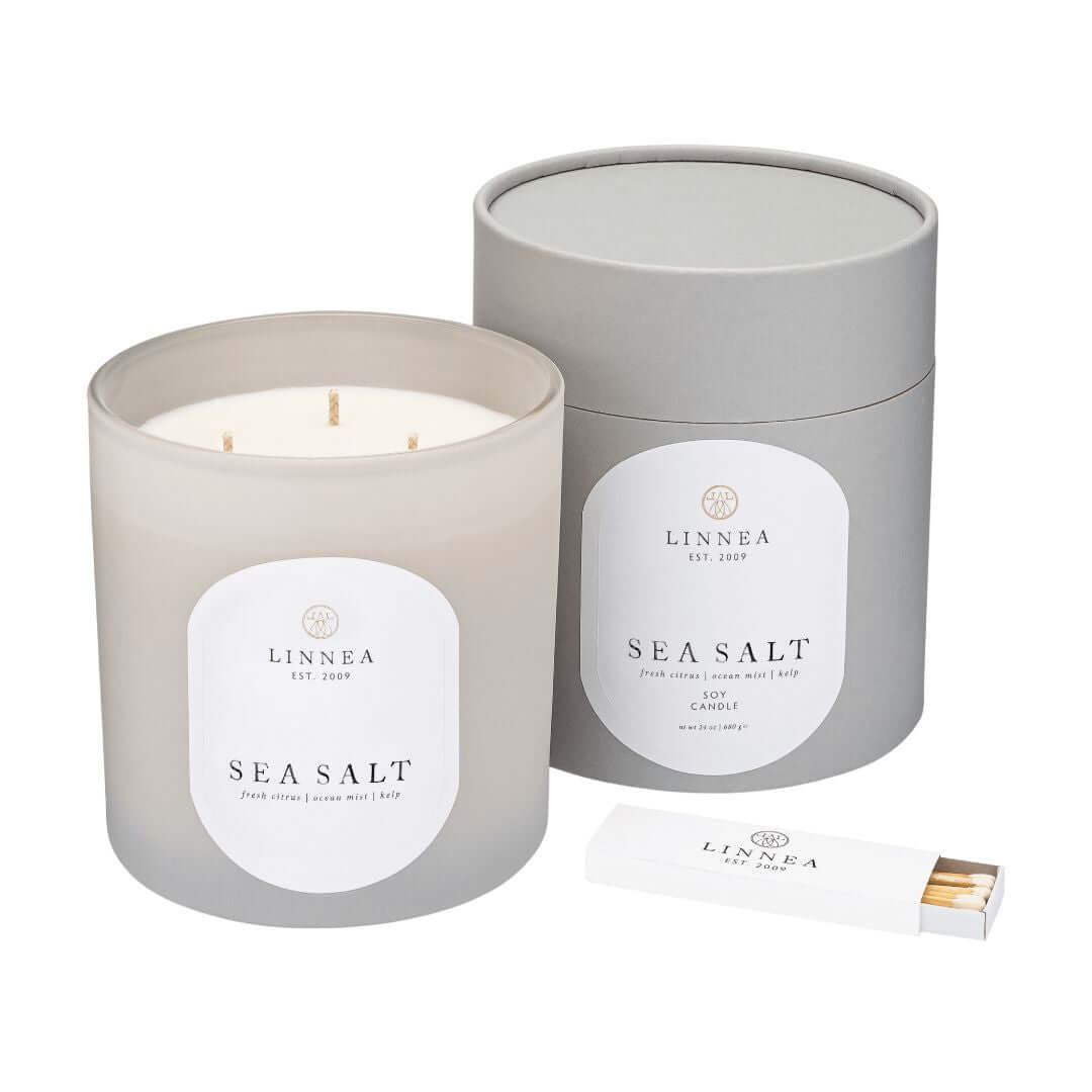 Linnea Candle, Grande 3 - Wick Sea Salt - Solange & Frances