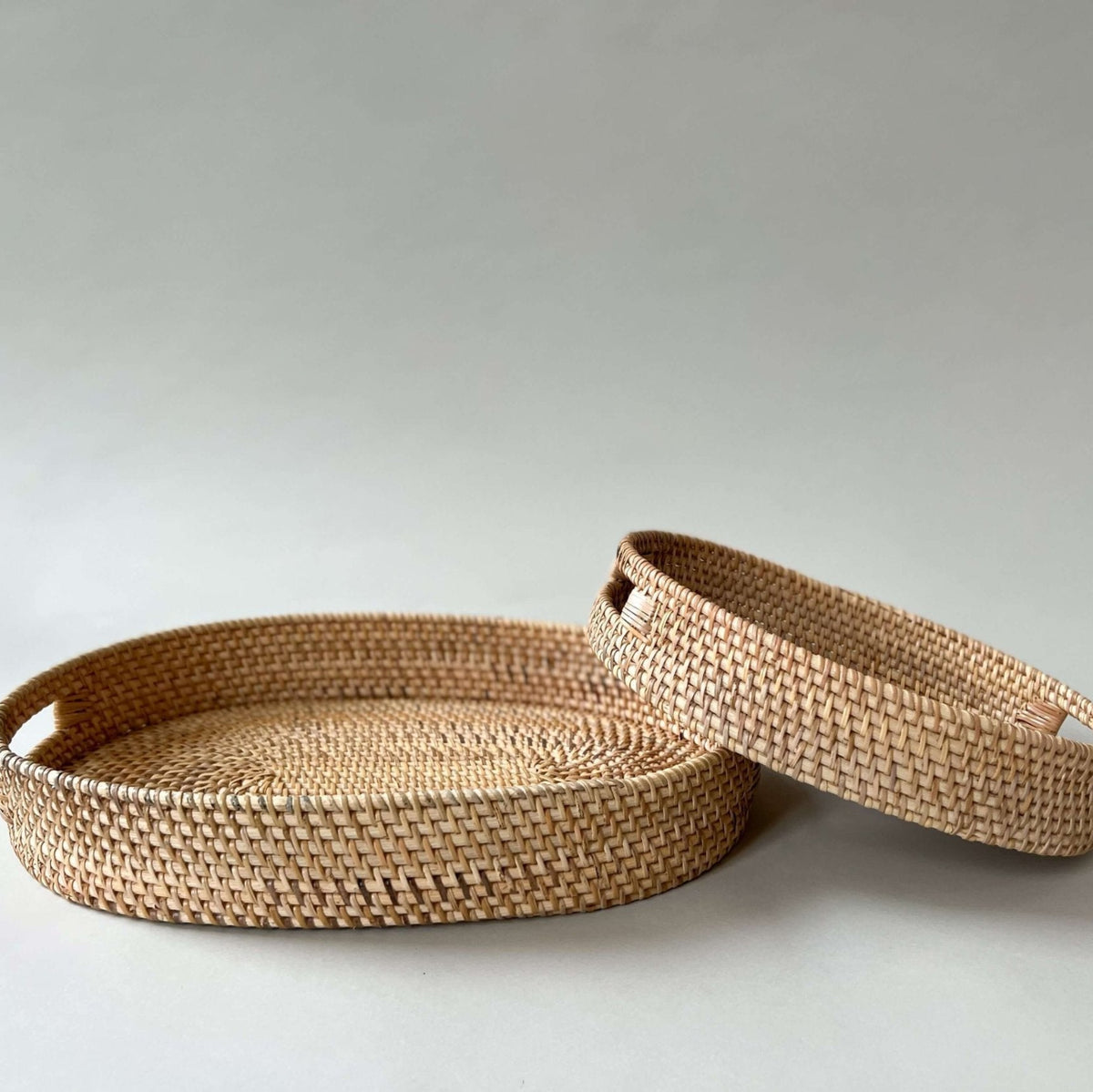 Rattan Oval Stacking Trays - Set of 2 - Solange & Frances