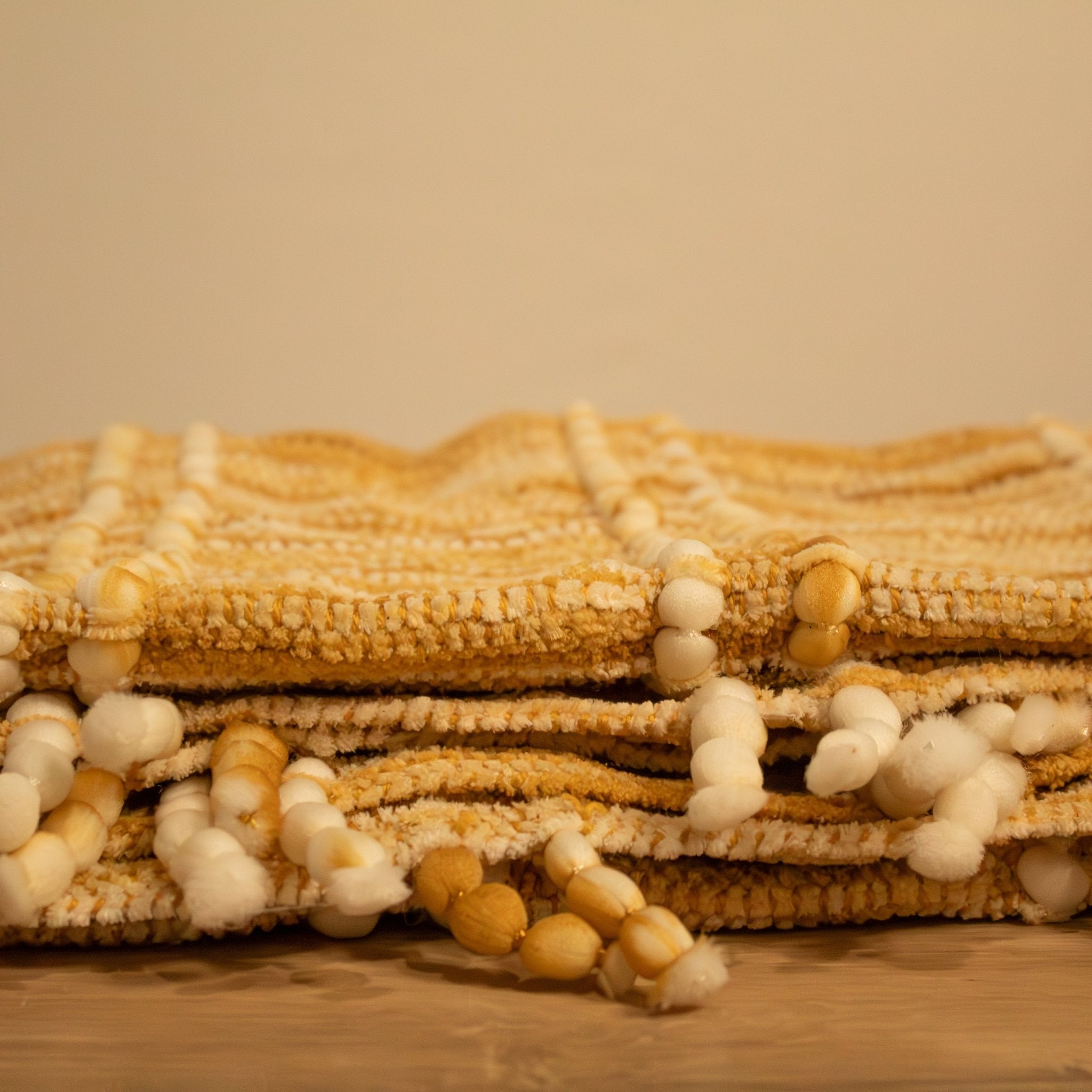 Striped Woven Throw Blanket, Gold - Solange & Frances