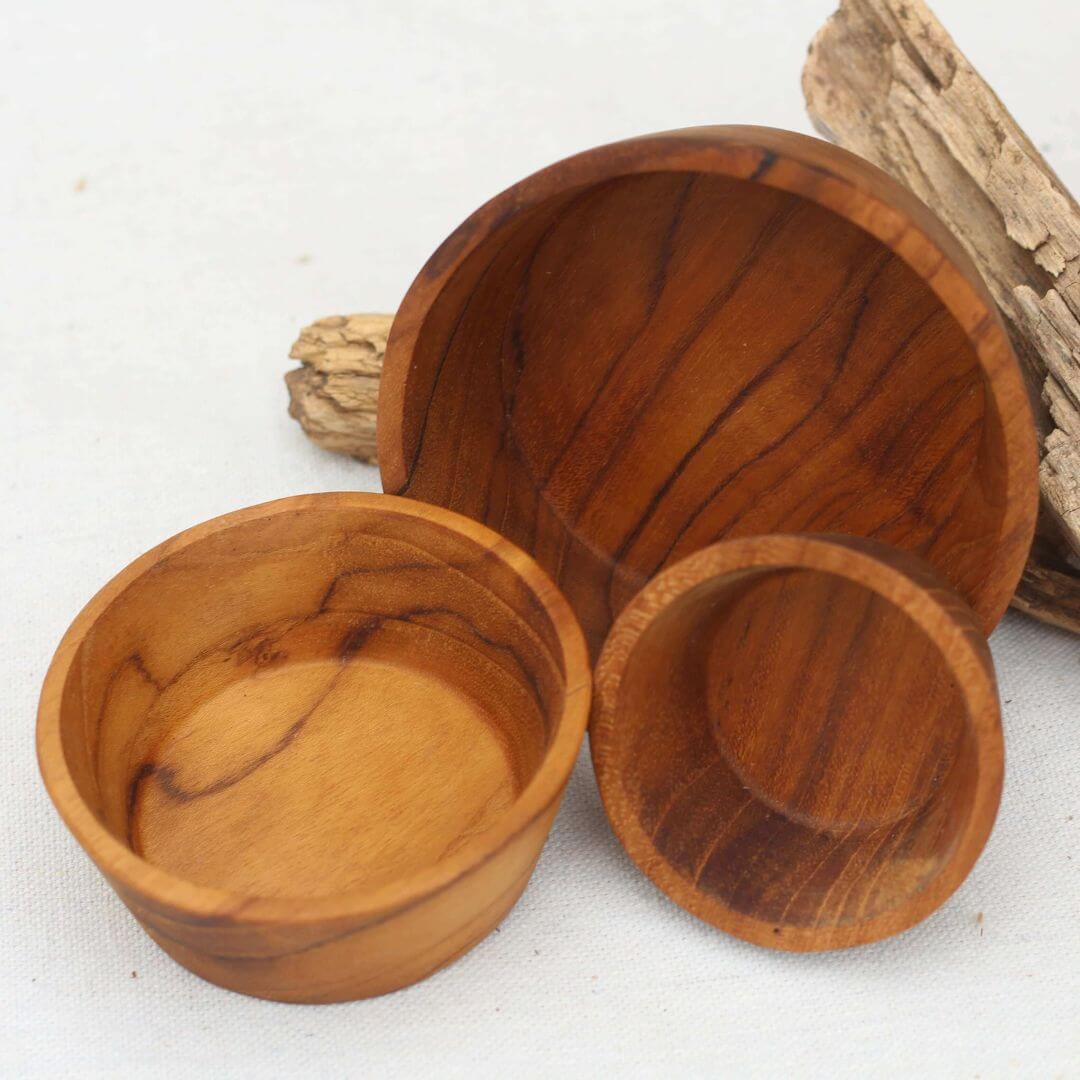 Teak Pinch Bowls Set of 3 - Solange & Frances