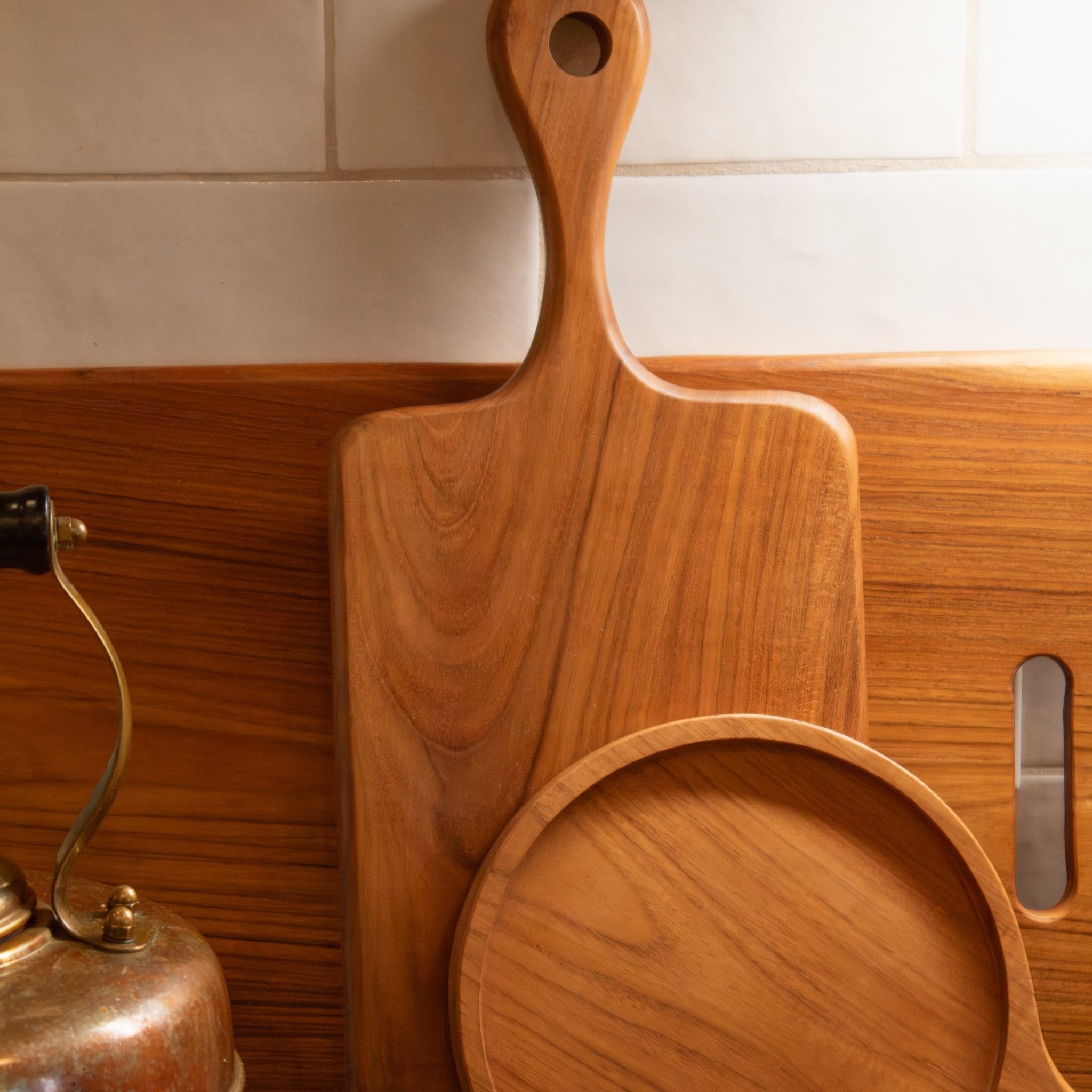 Teak Wood Rectangular Board w/ Handle - Solange & Frances