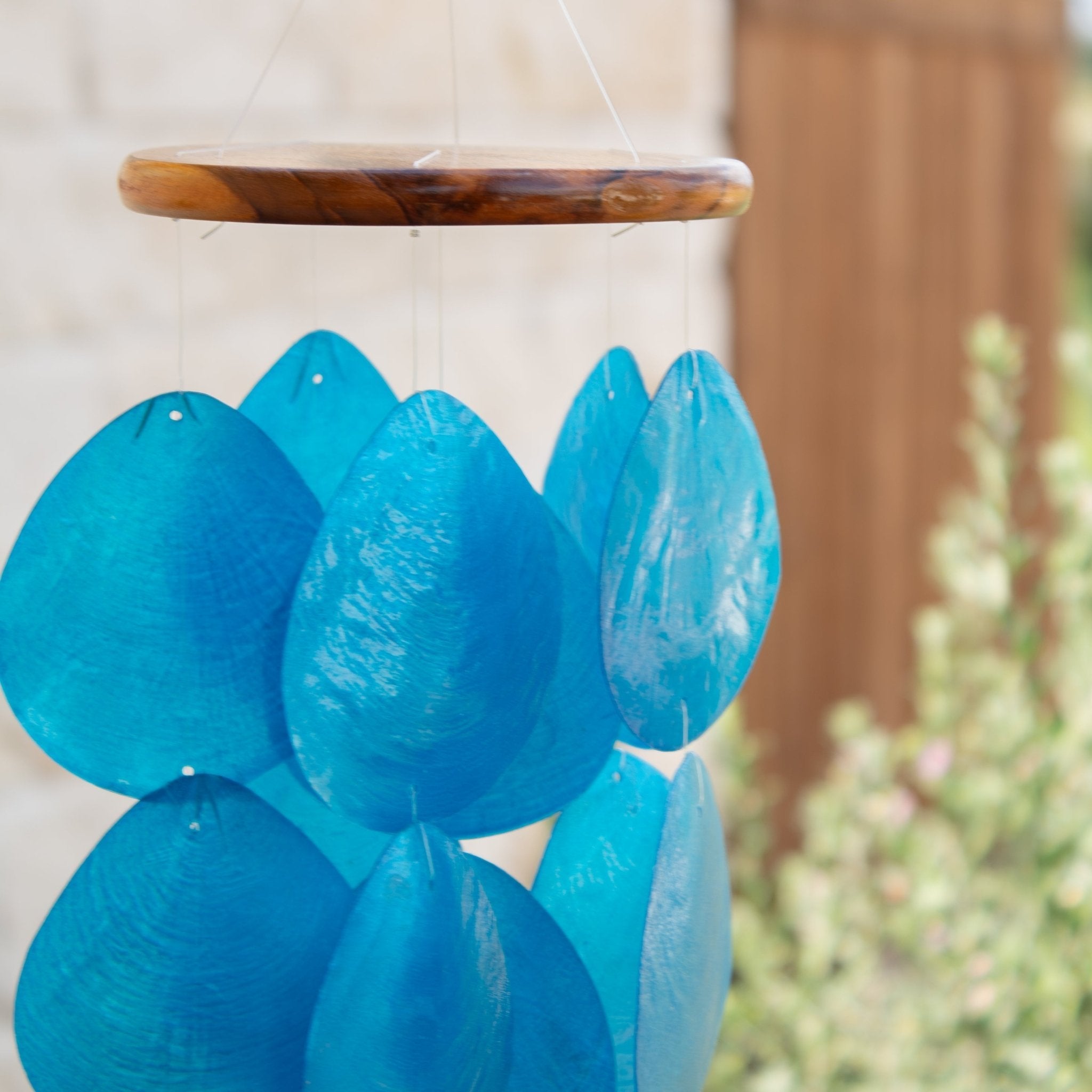 Wind Chimes for Outside - Capiz Shell - Water Drop Blue - Solange & Frances