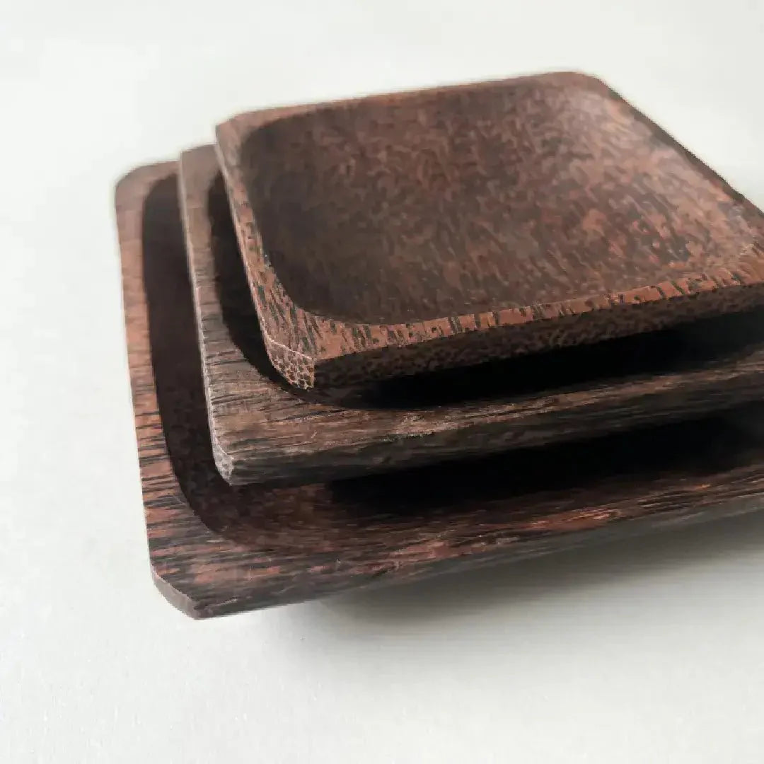 Wood Square Plate Trio - Solange & Frances