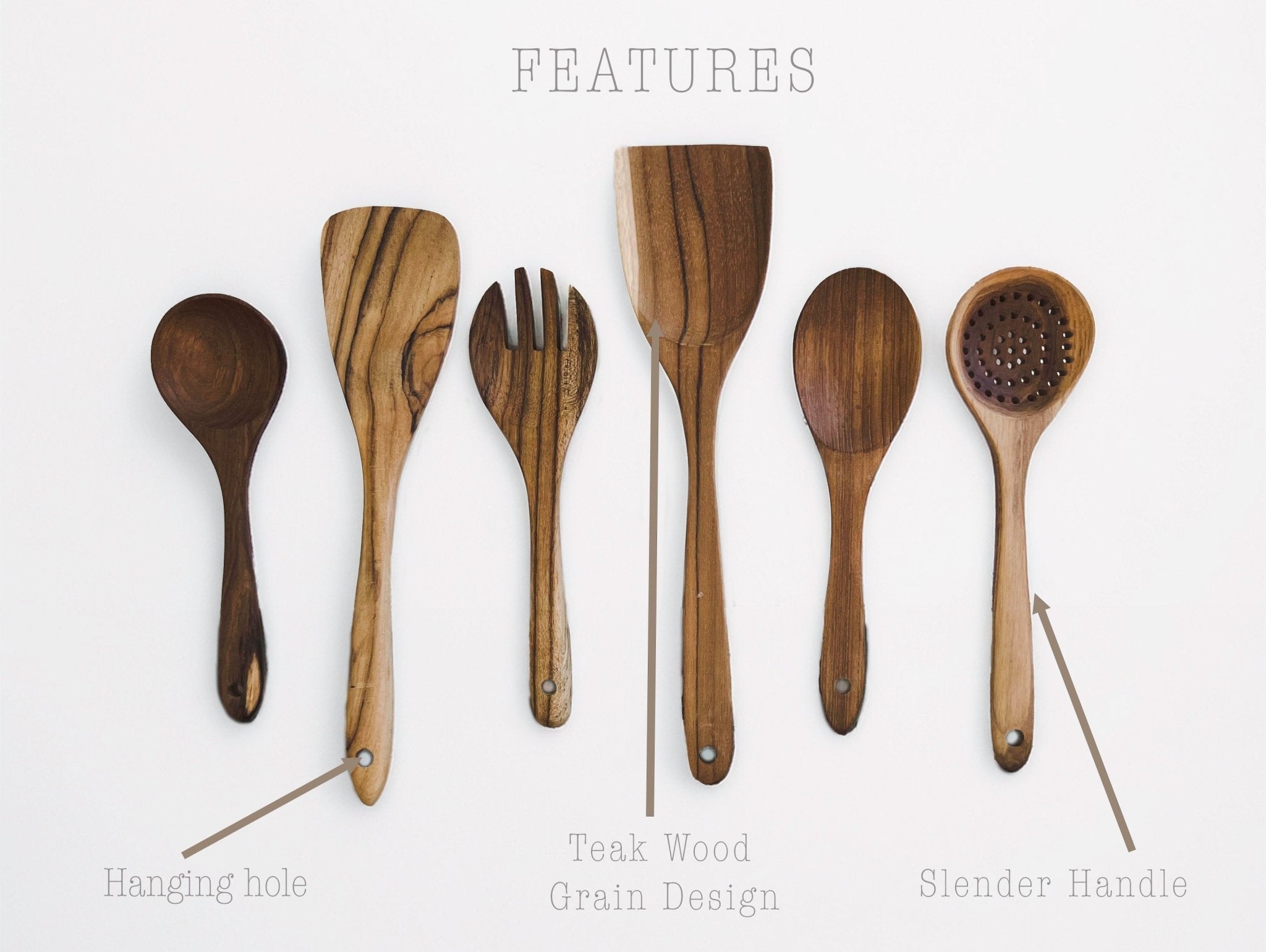 Wooden Kitchen Utensils, Teak - Solange & Frances