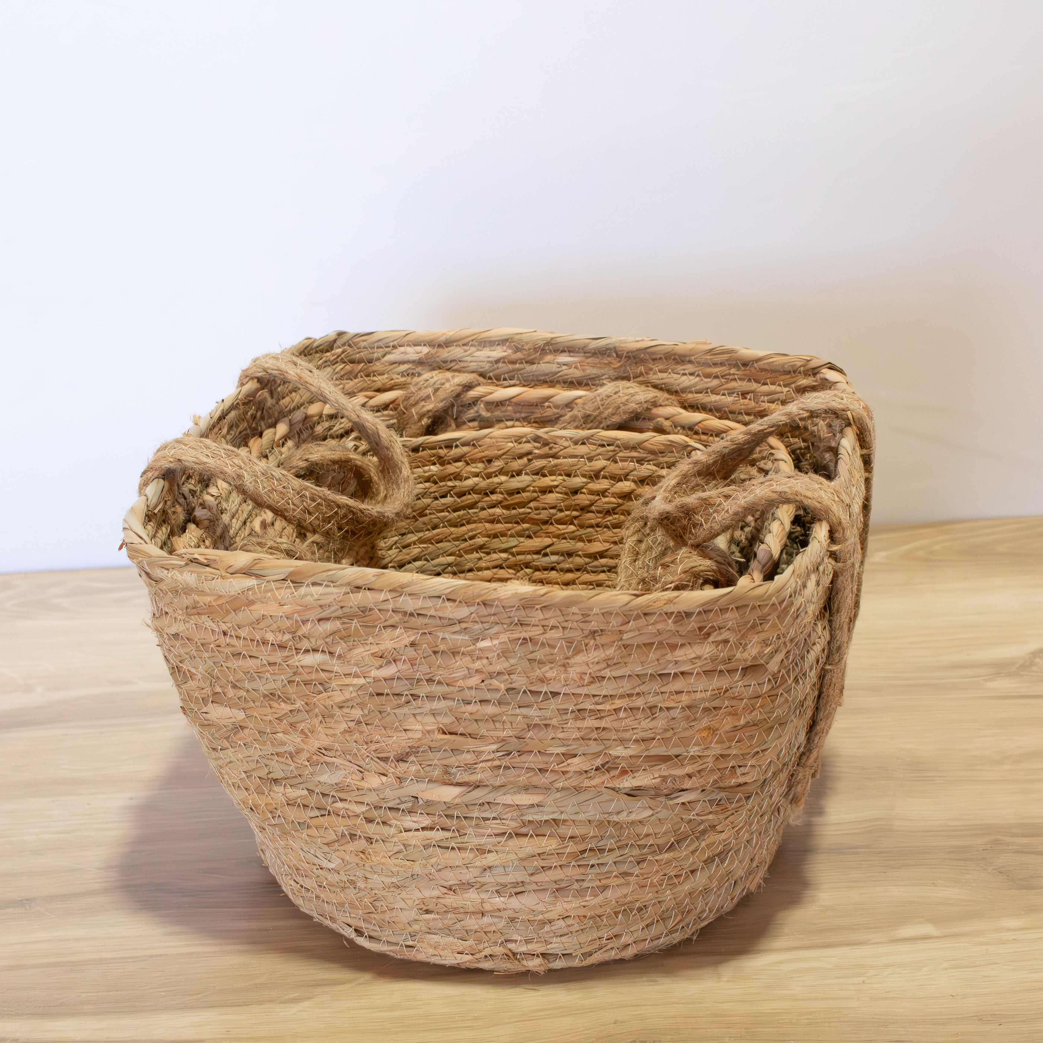 Rattan Square Baskets w/ Handles- Set of 3