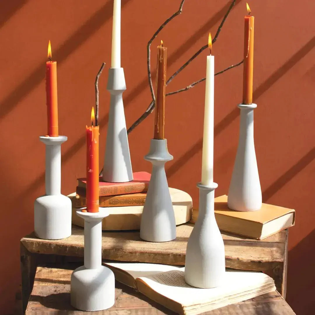 Cast Aluminum Taper Candle Holders - Set of 6 - Solange & Frances