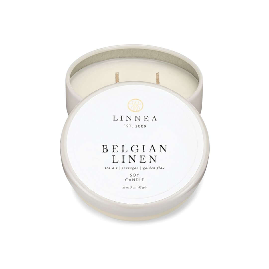 Linnea Candle, Petite Tin Belgian Linen - Solange & Frances