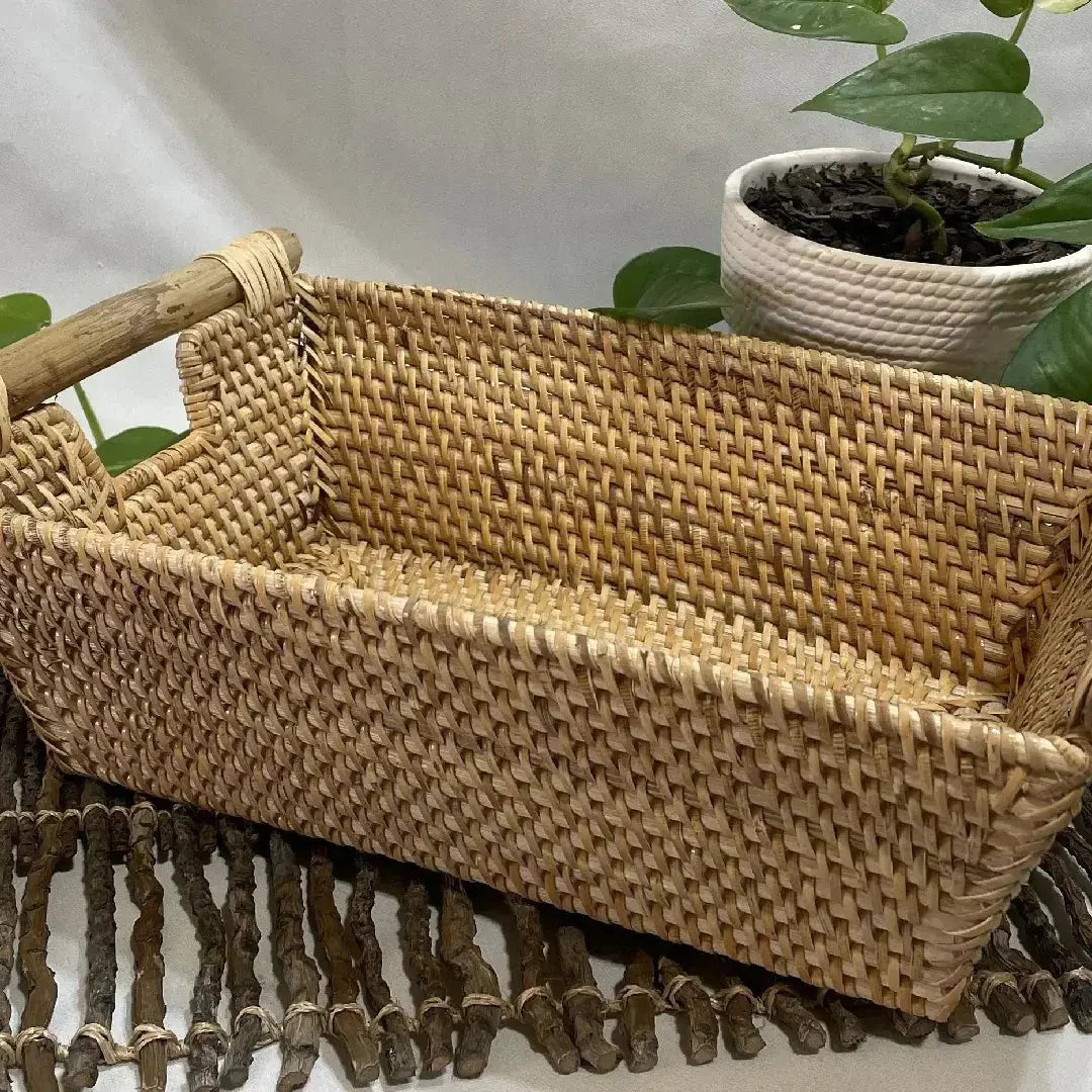 Rattan Basket with Handles - Solange & Frances