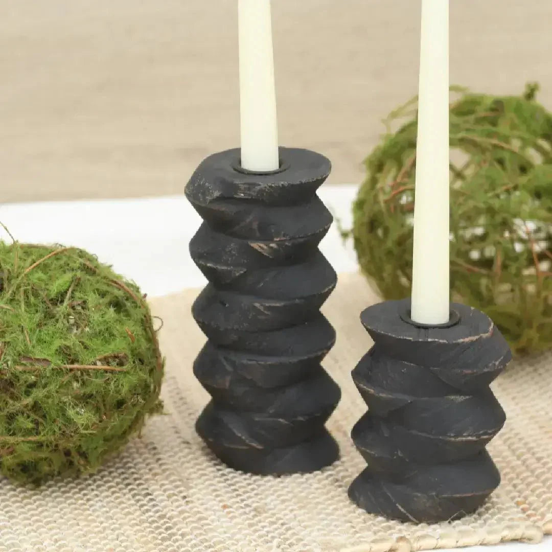 Re - Purposed Wooden Architectural Taper Candle Holders - Set of 2 - Solange & Frances