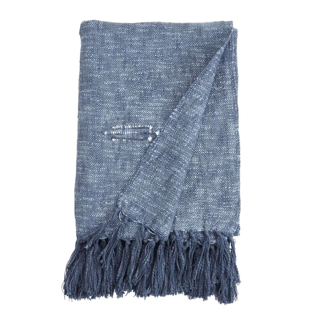 Stitch Line Throw Blanket, Navy Blue - Solange & Frances