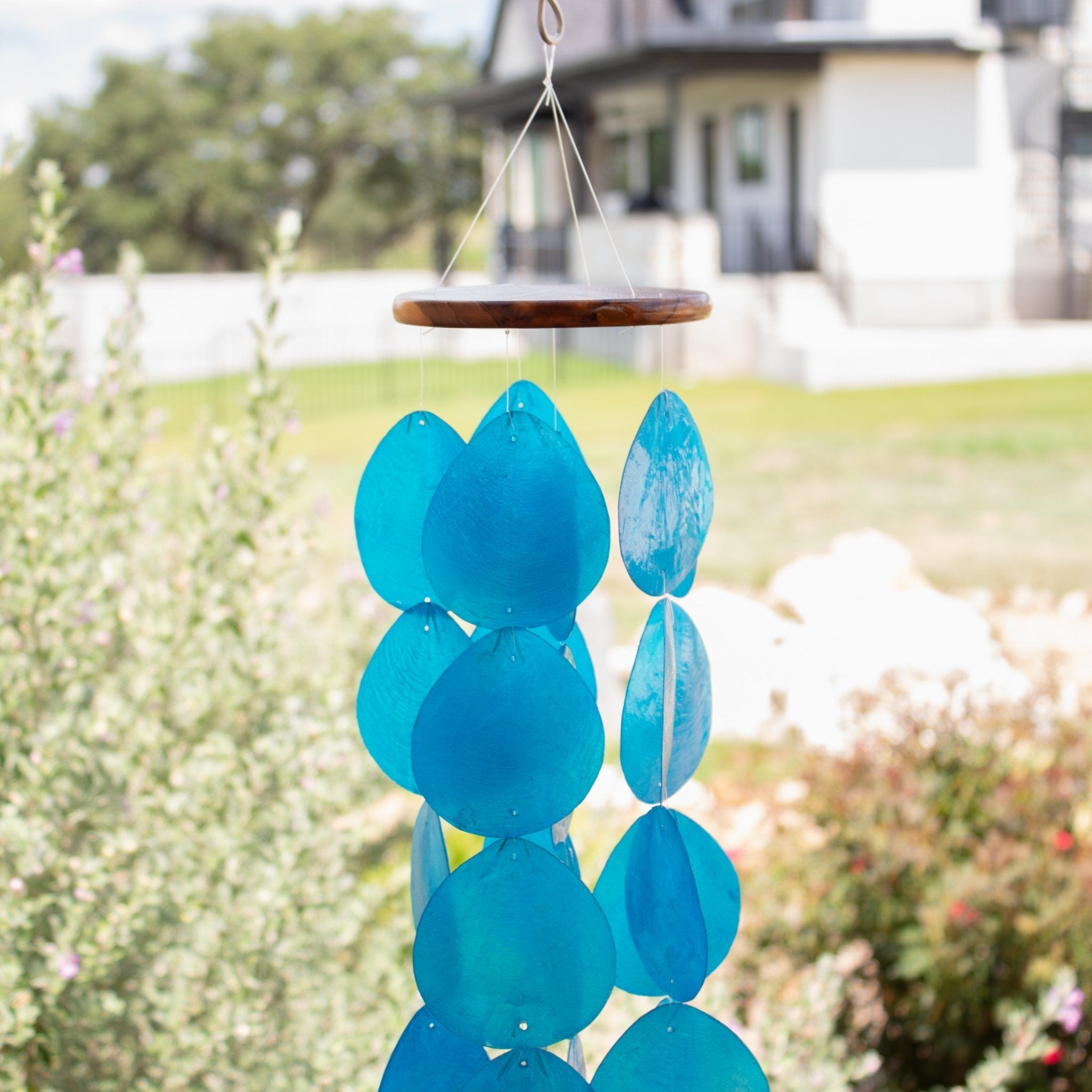 Wind Chimes for Outside - Capiz Shell - Water Drop Blue - Solange & Frances