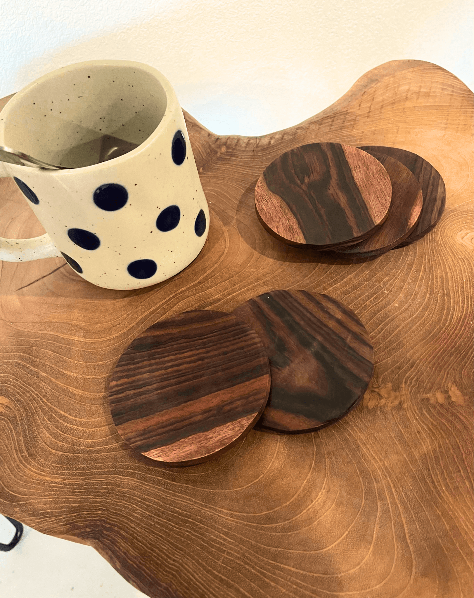 Wood Coasters - Round, Set of 6 - Solange & Frances