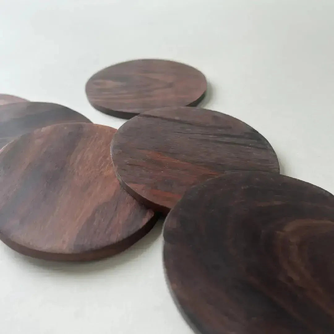 Wood Coasters - Round, Set of 6 - Solange & Frances